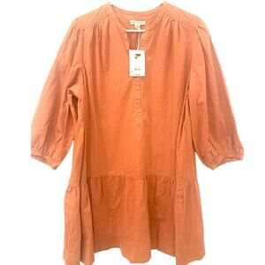 Free Assembly Prairie Dress 2XL Peach Tiered Corduroy  Balloon Sleeve Boho NEW